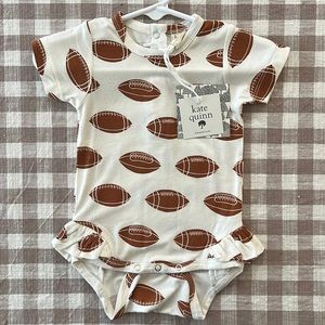 Kate Quinn 3-6 months football print short sleeve ruffle leg